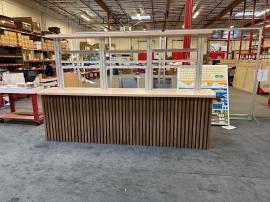 Custom Counter/Monitor Kiosk with Wood Slats, (3) Doors, Storage with Internal Shelves, Canopy, and Electrical Grommets