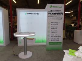 (2) Modified VK-1356 SuperNova Lightbox Displays with SEG Fabric Graphics, Arches, Monitor Mounts, Planters, and (2) MoD-1453 Charging Tables