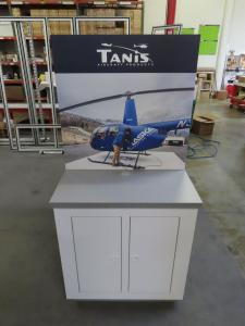 Custom Wood Room Extension with Vinyl Graphics, Product Kiosk Wall, Cabinets, and Monitor Stand -- View 4